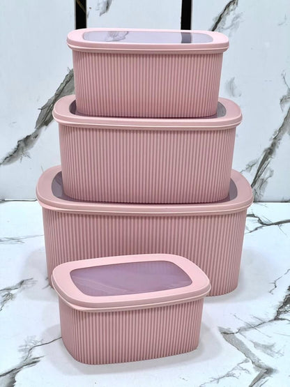 4-Piece Ribbed Airtight Food Storage Set  