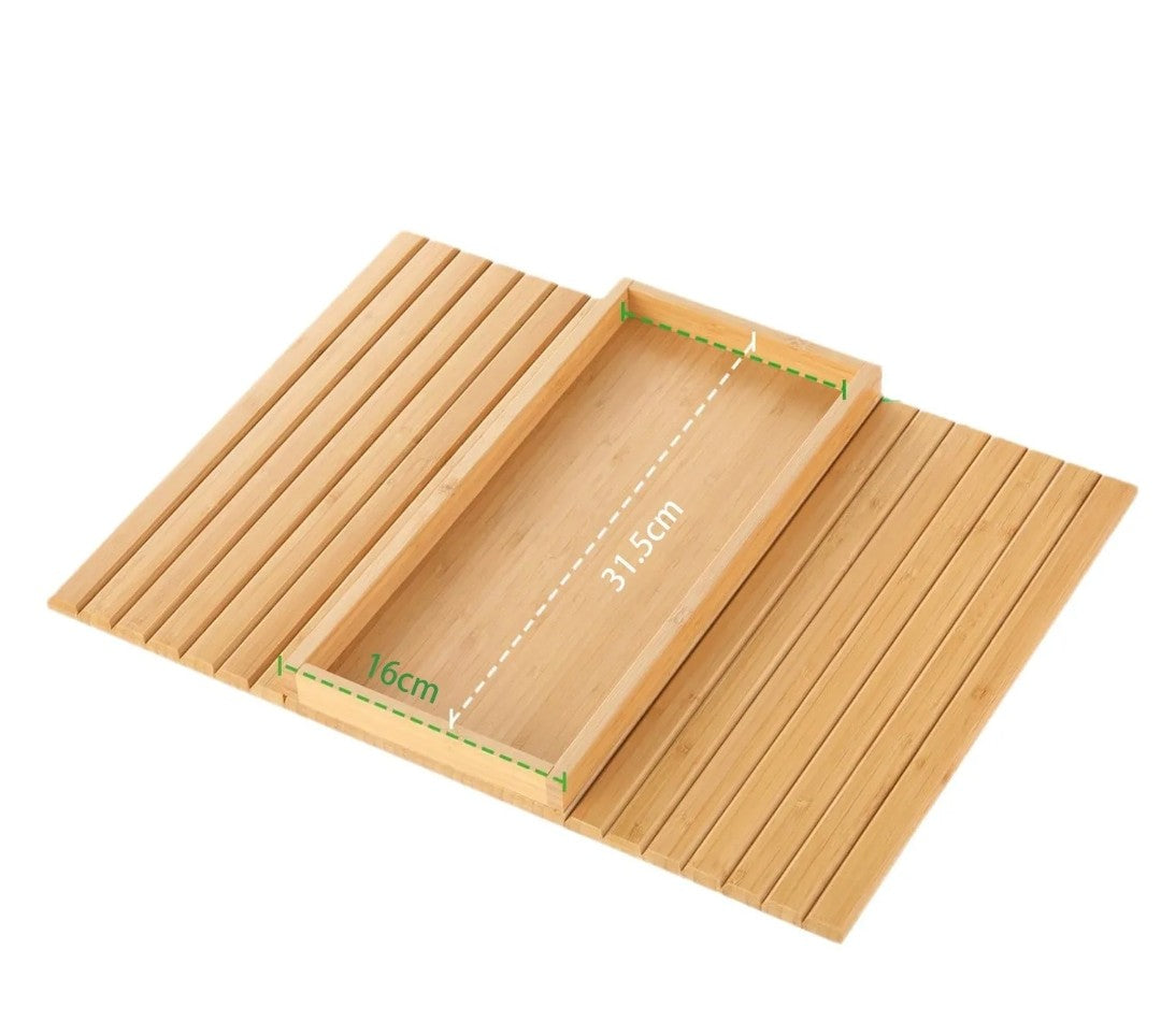 Foldable bamboo sofa arm rest organizer