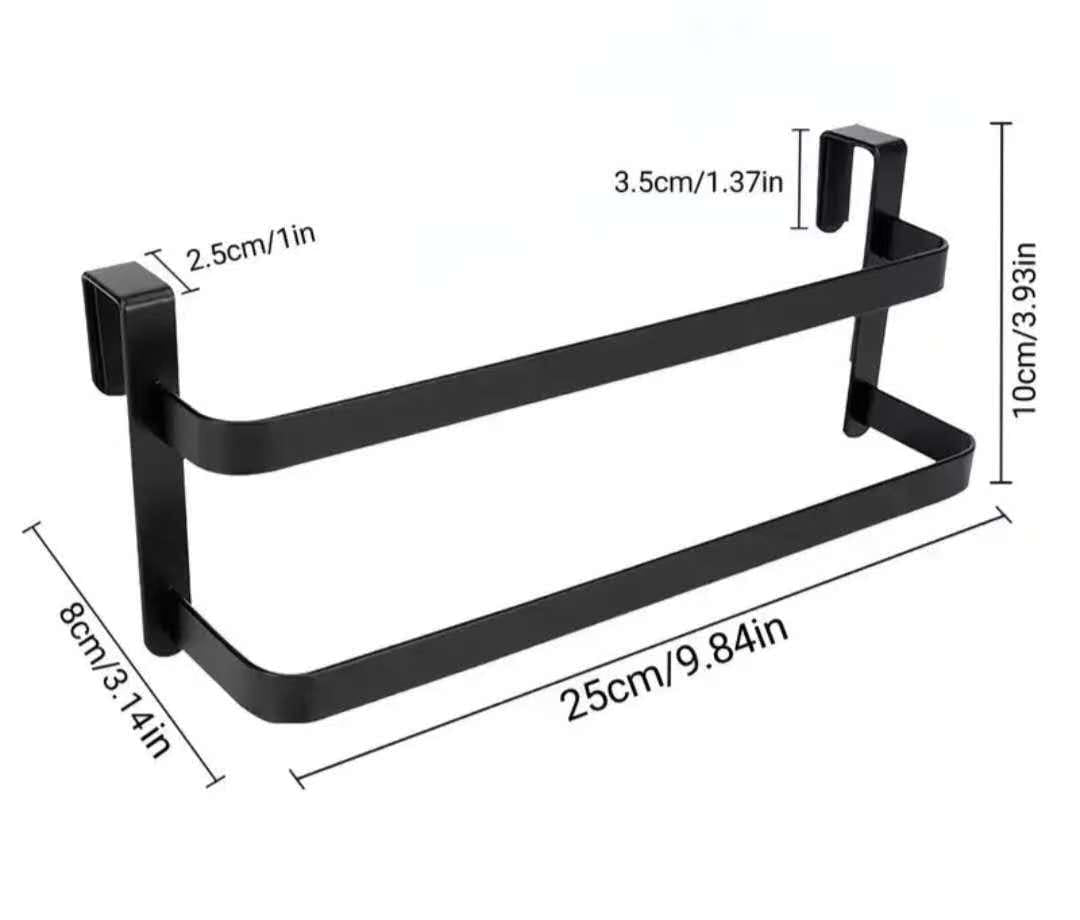 Steel 2 tier over cabinet door rack