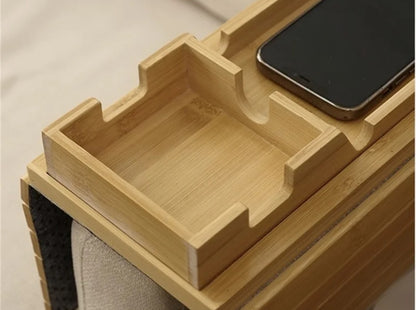 Foldable bamboo sofa arm rest organizer 