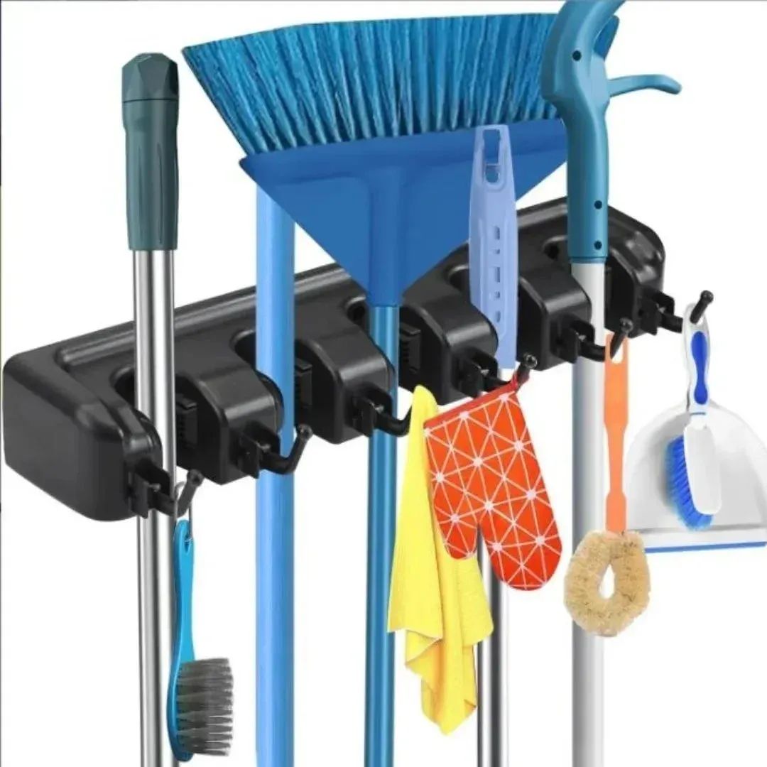 Black wall Mounted broom/mop holder