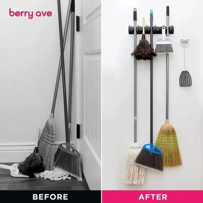 Black wall Mounted broom/mop holder