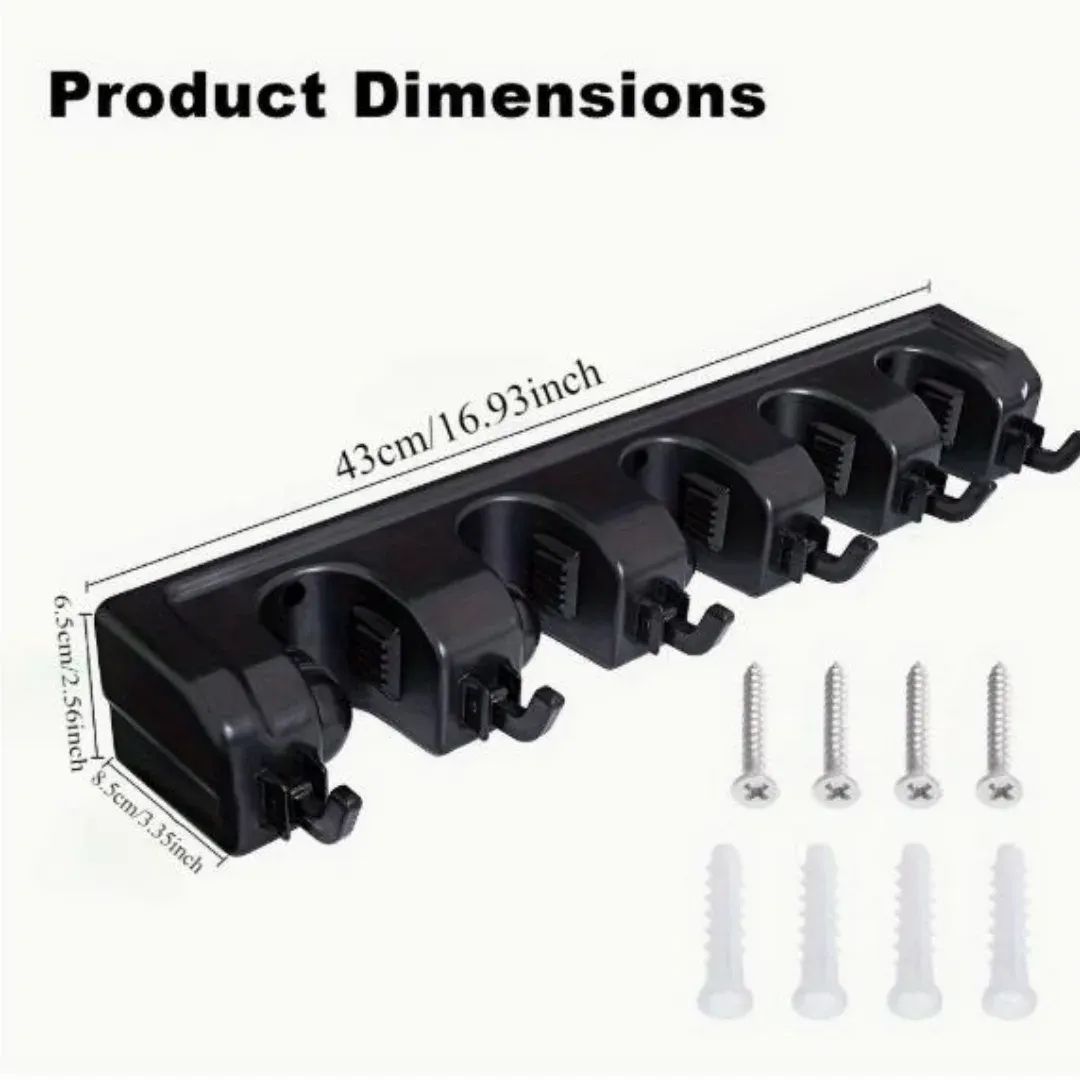 Black wall Mounted broom/mop holder