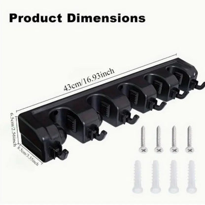 Black wall Mounted broom/mop holder