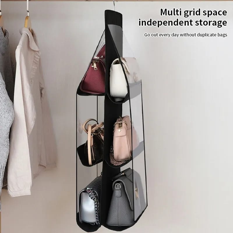 6 slot Hanging organizer for handbag /purse Storage
