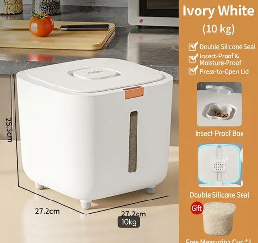 Nordic design moisture proof sealed food grade rice,cereal storage container with a flip top lid