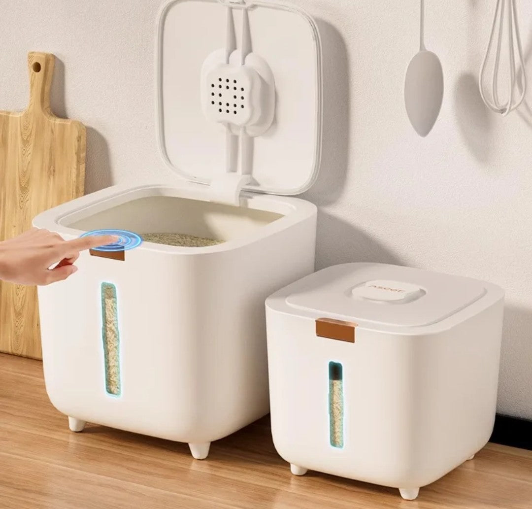 Nordic design moisture proof sealed food grade rice,cereal storage container with a flip top lid