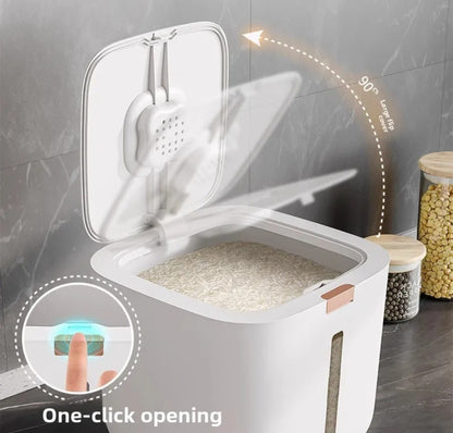Nordic design moisture proof sealed food grade rice,cereal storage container with a flip top lid