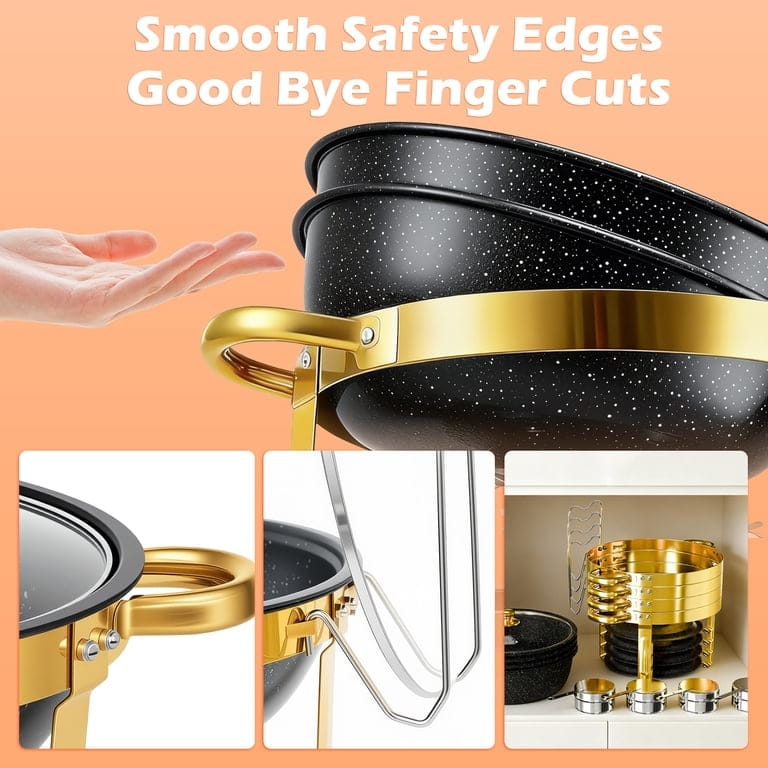 Premium quality black and gold round stainless steel chafing dish   