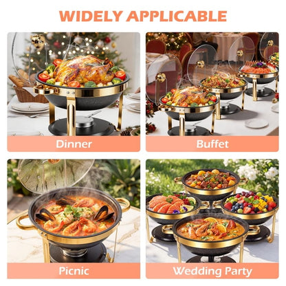 Premium quality black and gold round stainless steel chafing dish   