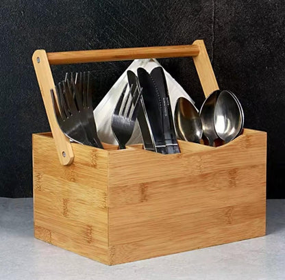 Portable countertop/kitchen cutlery organizer with handle