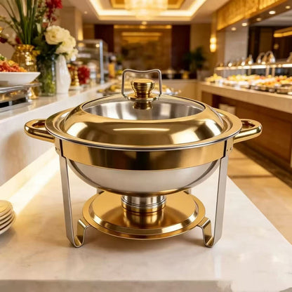 Elegant round 6-litre stainless steel chafing dish