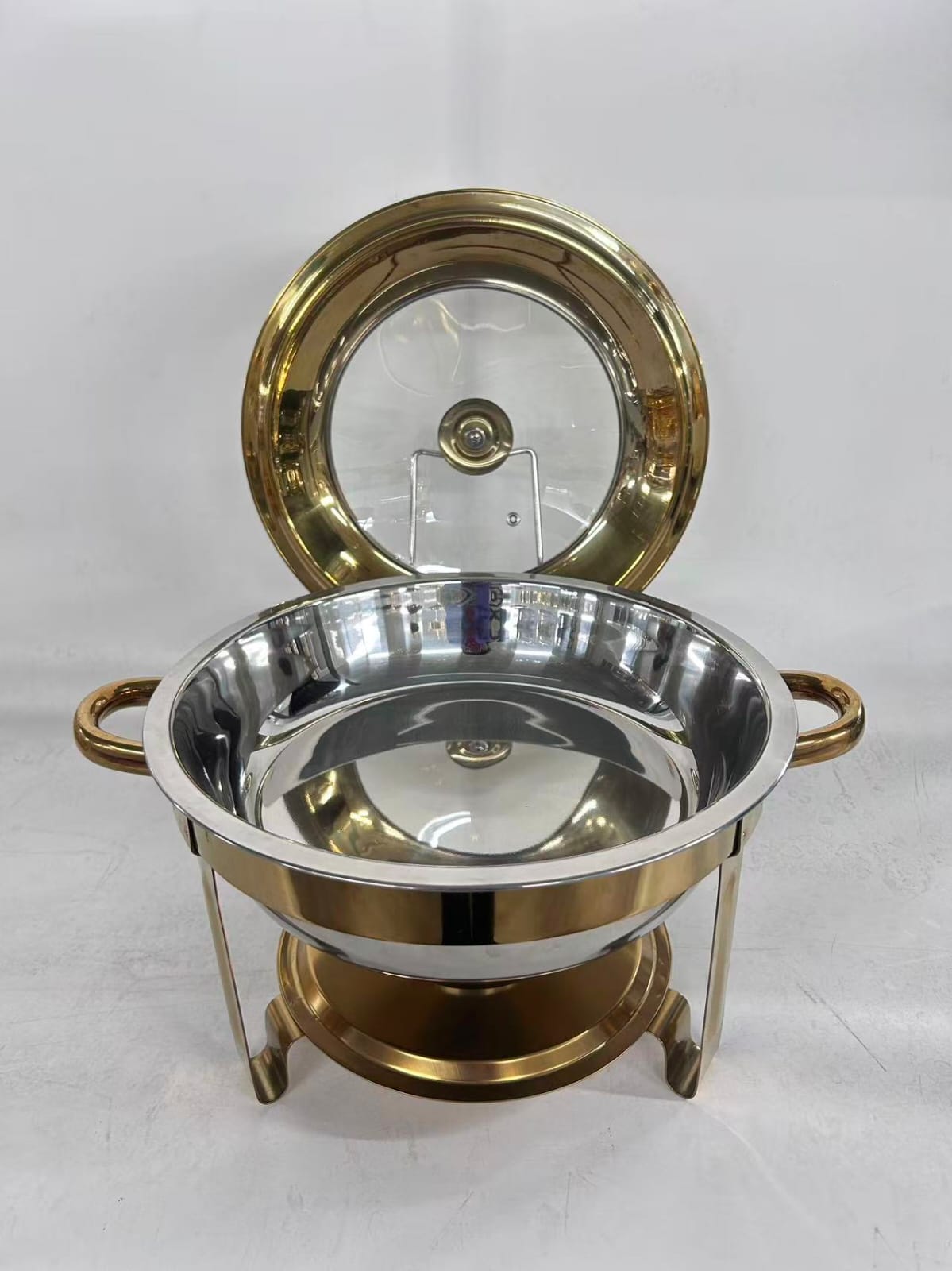 Elegant round 6-litre stainless steel chafing dish