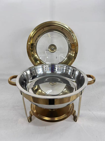 Elegant round 6-litre stainless steel chafing dish