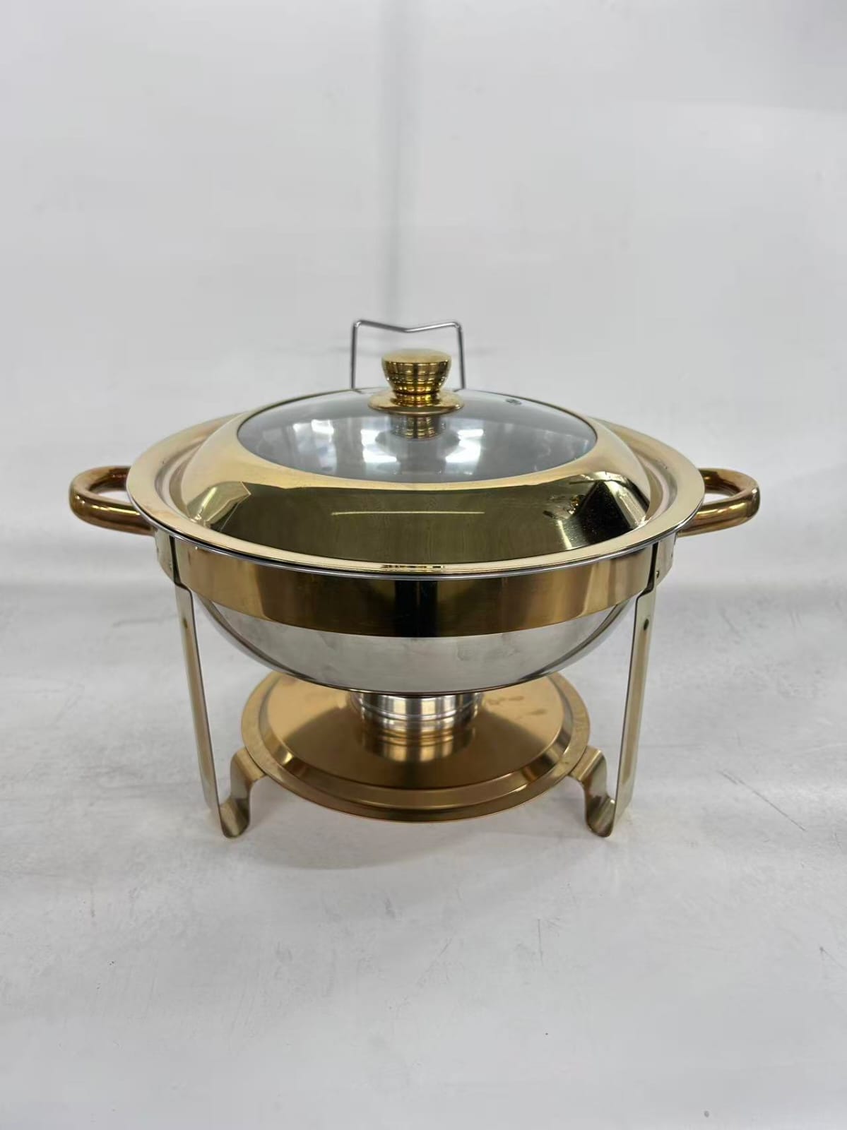 Elegant round 6-litre stainless steel chafing dish
