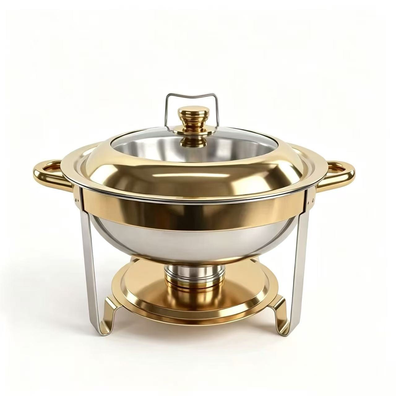 Elegant round 6-litre stainless steel chafing dish