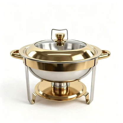 Elegant round 6-litre stainless steel chafing dish