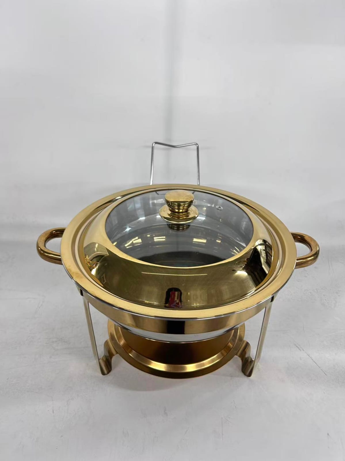 Elegant round 6-litre stainless steel chafing dish