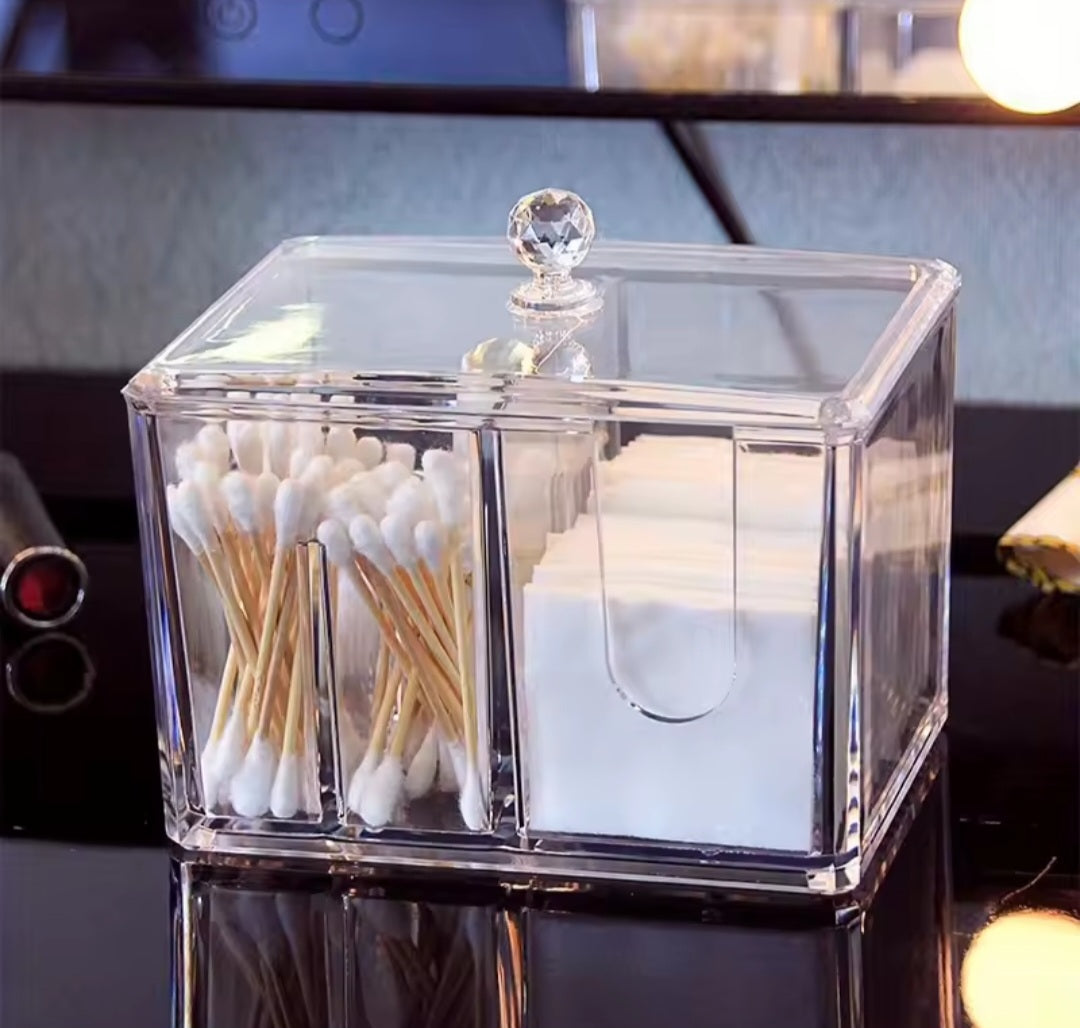 Acrylic clear partitioned swab organizer