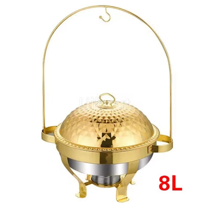 8L Gold Chafing Dish with Hanging Lid 