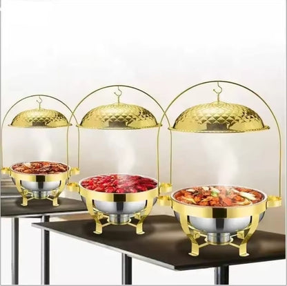 8L Gold Chafing Dish with Hanging Lid 