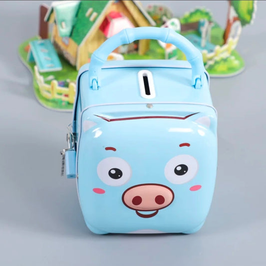 Metallic Piggy Bank with Padlock
