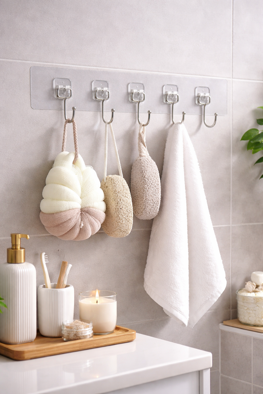 Strong Self adhesive wall hanger with 6 hooks